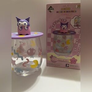 Pac-man Glass Cup with Silicone Kuromi Lid-Rare